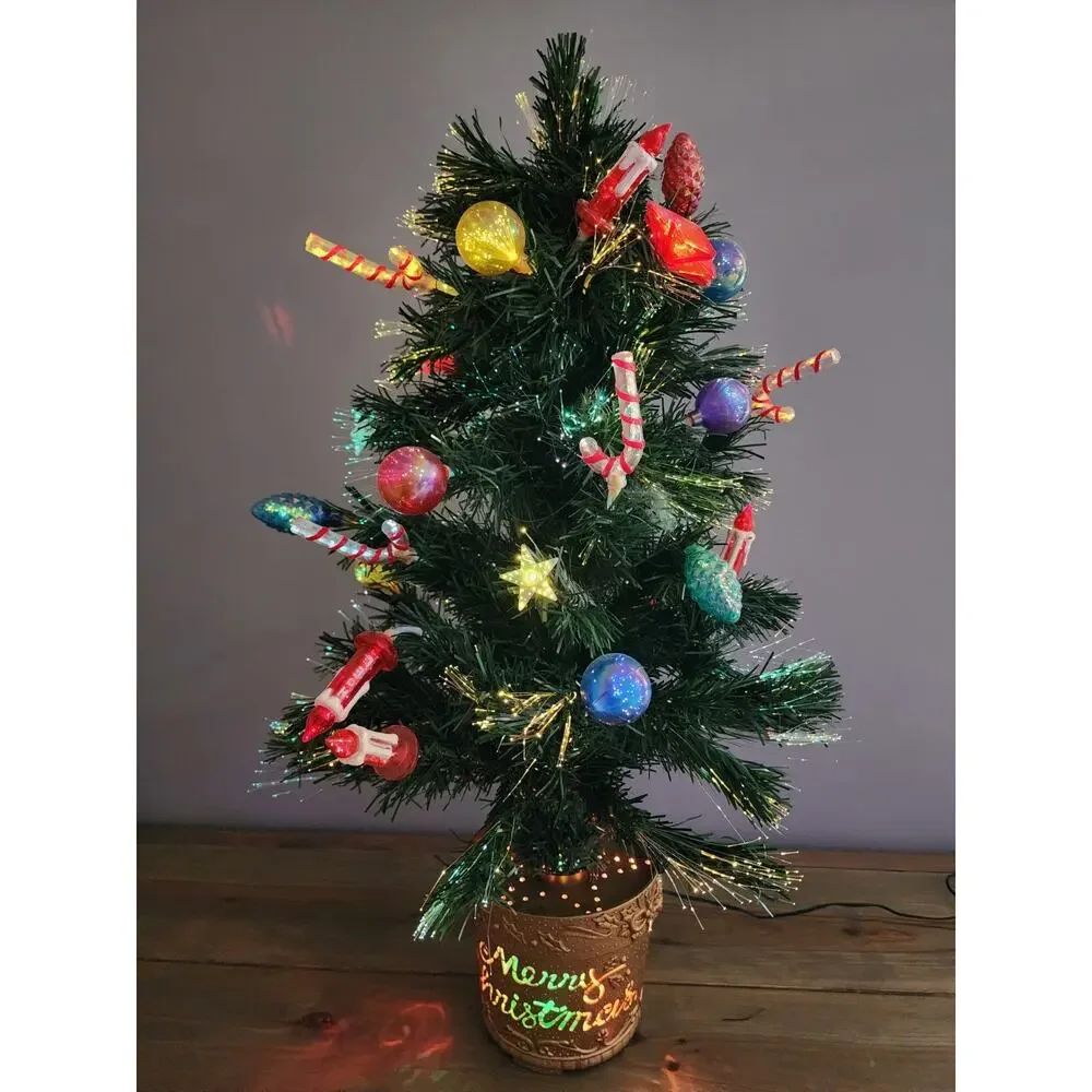 Vintage Fiber Optic Christmas Tree 30” Indoor Table Top